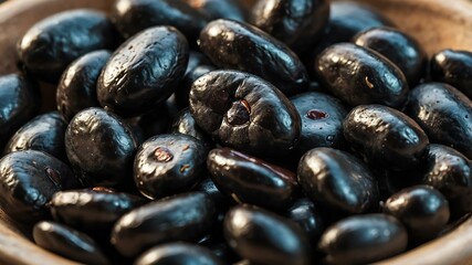 vibrant and bright view of black beans in cinematic cl background
