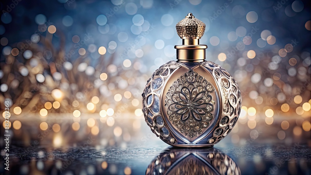 Wall mural Elegant perfume bottle with intricate designs and shimmering accents, elegant, perfume, fragrance, beauty, luxury