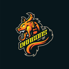 Dragon mascot logo design vector with modern illustration concept style for badge, emblem and t shirt printing. Dragon illustration for sport team.