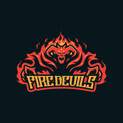 Devil mascot logo design vector with modern illustration concept style for badge, emblem and t shirt printing. Firedevil illustration for sport and esport team.