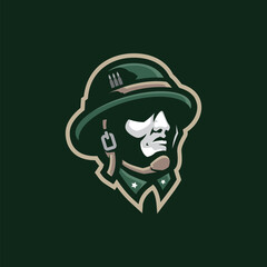 Military mascot logo design vector with modern illustration concept style for badge, emblem and t shirt printing. Military head illustration.