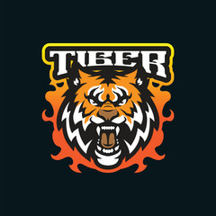 Tiger mascot logo design vector with modern illustration concept style for badge, emblem and t shirt printing. Tiger head illustration for sport team.