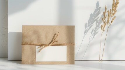 Invitation card displayed on white table