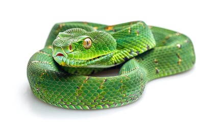 Obraz premium Isolated Temple Viper on a White Background