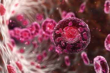 Microscopic view of blood sample with highlighted disease-causing agent.