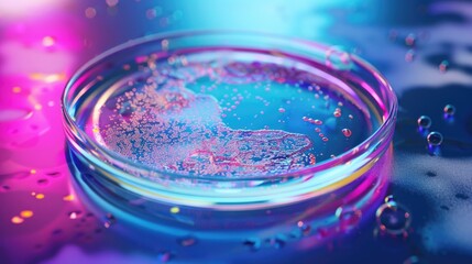 Lab Petri Dish with Microbiology Science Background