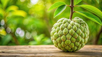 Fototapeta premium Ripe custard apple fruit with sweet and fragrant taste , Custard apple, fruit, ripe, ready to eat, sweet, fragrant