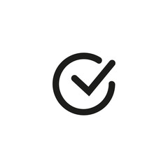 Approval check icon isolated, quality sign, black tick stock vector