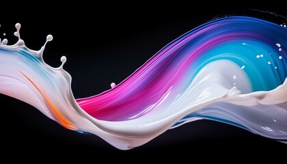 A colorful milk splash on black background