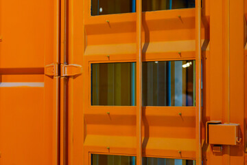 Warehouse building with various colorful shipping containers