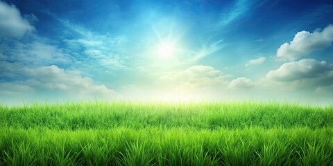 Obraz premium Green grass landscape with background, Green, grass, landscape, nature, outdoor,fresh, vibrant, lush, field, meadow, environment