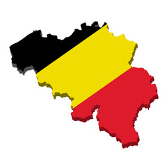 Fototapeta premium Belgium map flag Vector illustration. Symbol, poster, banner Belgium. Map of Belgium with the decoration of the national flag. Country shape outlined and filled with the flag of Belgium