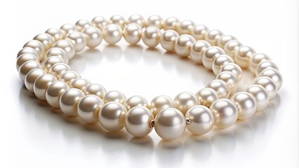 Elegant pearl necklace on a white background, jewelry, fashion, accessory, luxury, beads, elegant, beautiful, classic, formal