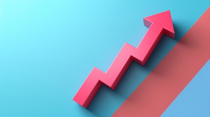 a minimalist concept of business growth with an arrow graph symbolizing future growth and development, evoking success and progress