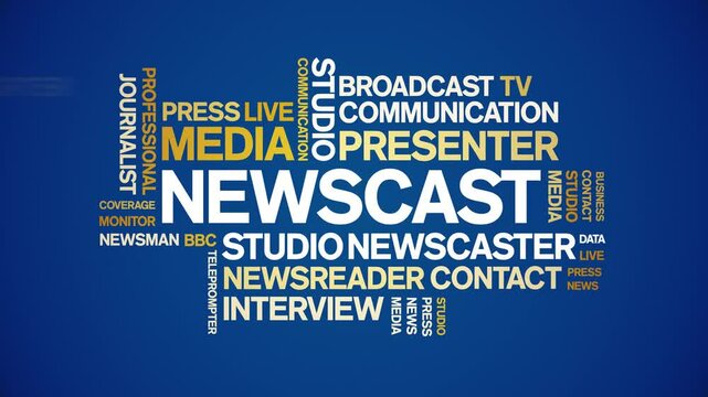 Newscast animated word cloud;text design animation tag kinetic typography seamless loop.