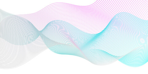 Vector Abstract crave wavy thin blend line on blue and white violet gradient Technology, data science, geometric border. Isolated on white wave element for dynamic smooth design background.
