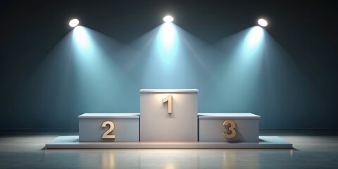 Empty winners podium with 1st, 2nd, and 3rd place placeholders , prize, success, competition, victory, achievement, pedestal