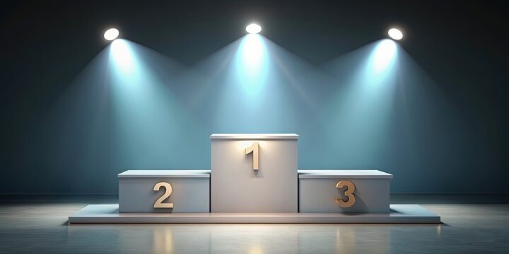 Empty winners podium with 1st, 2nd, and 3rd place placeholders , prize, success, competition, victory, achievement, pedestal