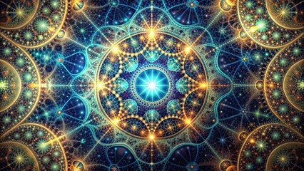 Fractal realms visualization with intricate geometric patterns, fractal, realms, visualization, intricate