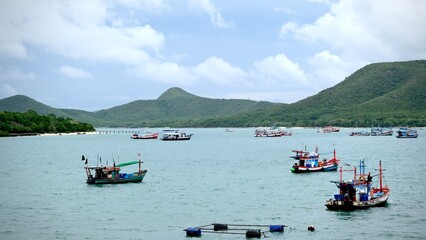 Group of fisherman boat parking at Samaesan island