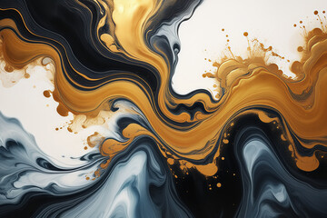 Black gold style natural abstract art decorative painting fluid painting