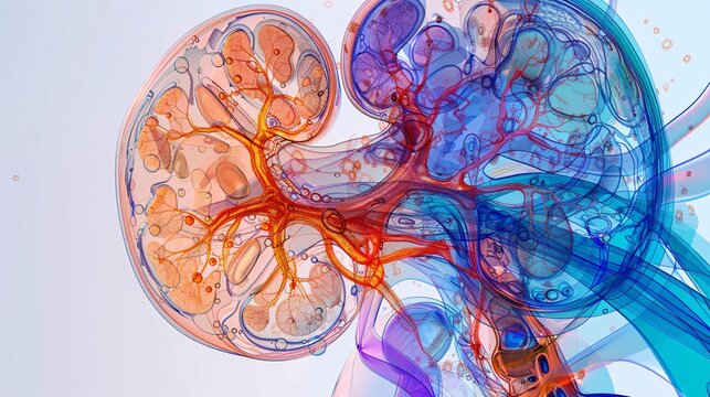 visualizations of cardiovascular kidney metabolic syndrome's impact on multiple organs, using diagrams and anatomical representations.