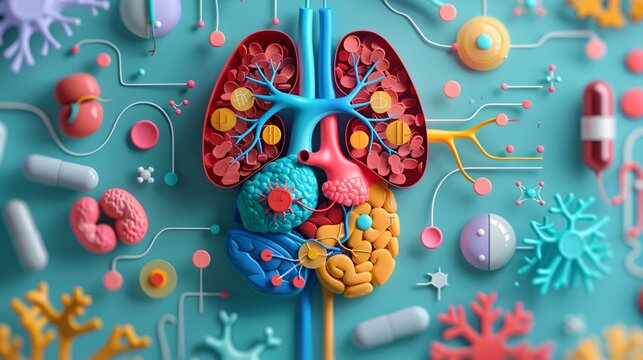 an educational poster depicting how cardiovascular kidney metabolic syndrome affects multiple organs, using clear medical illustrations and diagrams