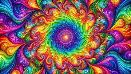Psychedelic multicolor background with vibrant swirling patterns , colorful, trippy, abstract, design, bright, swirls