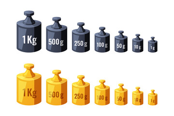 Calibration weight vector isolated on white background.