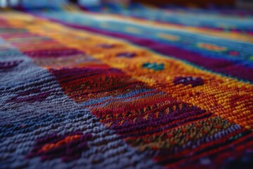 Colorful Blanket on Bed