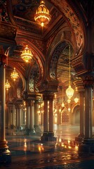 Obraz premium Sultan's Palace: Arabian Nights Extravaganza, 4K hyperrealistic photo