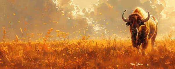 A solitary buffalo in a golden field with the quote '18 is just a trailer, 21 is where the actual script starts.' Bold primary colors.