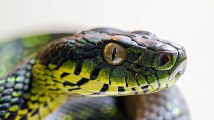 Fototapeta premium Single snake against white backdrop