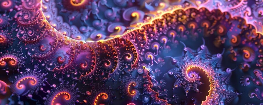 Intricate fractal patterns with glowing edges, 4K hyperrealistic photo