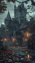 Obraz premium Vampire's Castle: Gothic Haunted Manor, 4K hyperrealistic photo