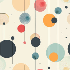 Geometric seamless pattern abstraction of circles of different sizes and colors, small dots and spots on a white background