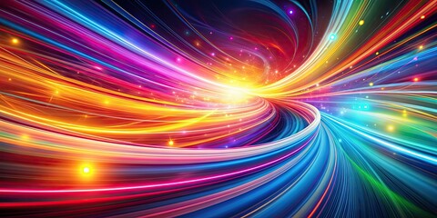 Fototapeta premium Colorful swirling speed of light trails abstract background with vibrant moving colors, swirling, speed of light
