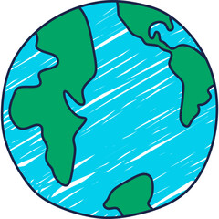 Naklejka premium Hand Drawn Earth Crayon