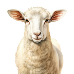 Fototapeta premium close up of a sheep watercolor isolated on transparent background cutout