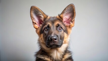 Curious young German Shepherd puppy looking intrigued, puppy, dog, German Shepherd, curious, attentive, young, animal, pet