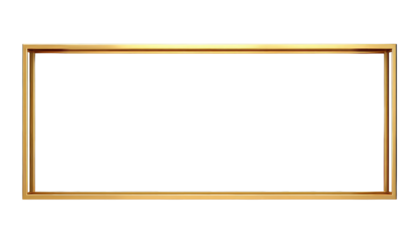 gold picture frame box isolated on transparent background cutout