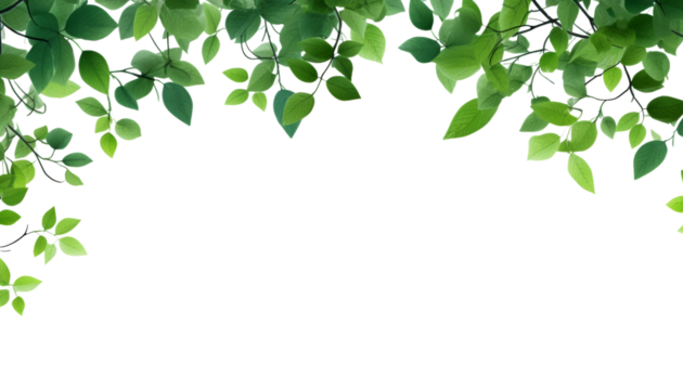 green leaves frame isolated on transparent background cutout