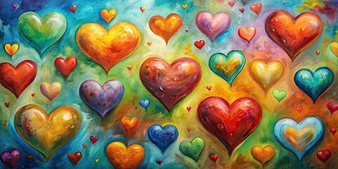 Fototapeta premium Oil painting depicting different types of love, oil painting, love, romantic, affection, passion, relationships