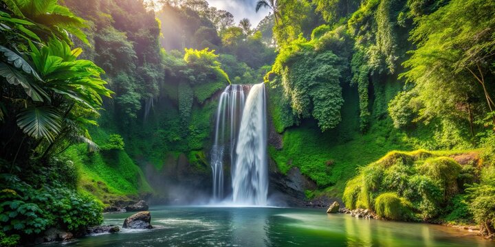 Hidden gem waterfall in Bali, surrounded by lush greenery and natural beauty, Tibumana Waterfall, Bali, hidden gem, water