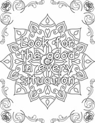 Printable mandala coloring page for kids and adults with positive quote for self love and self care. it helps to struggle against life to enjoy the tough journey
