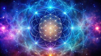 Fototapeta premium Sacred torus geometry symbol with galaxy background, sacred, torus, geometry, symbol, galaxy, background