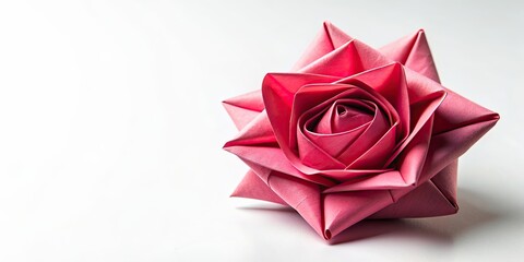 Origami rose flower on white background, origami, rose, flower, craft, paper, handmade, art, creative, beautiful, colorful