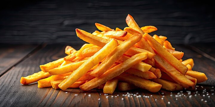 Delicious and crispy fries with bold branding and tempting colors, fries, fried, potato, snack, logotype, stick, advertising