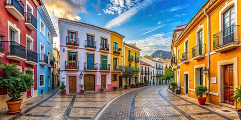 Obraz premium Historic town of Denia with colorful buildings and cobblestone streets, Denia, Costa Blanca, Spain, historic, town
