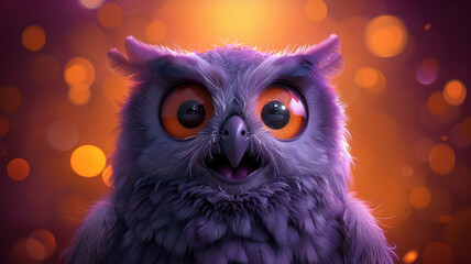 Obraz premium Owl Illustration in Animated Style